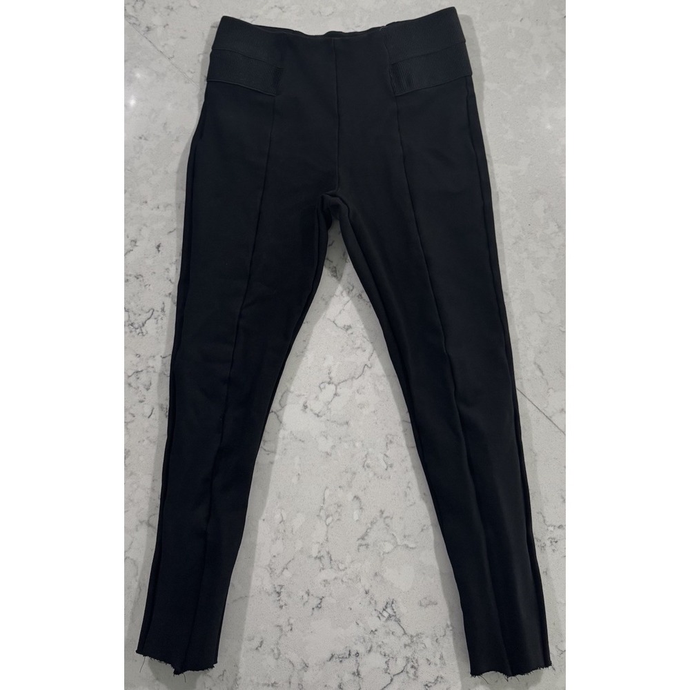 Zara Basic Pants Womens Medium Black Stretch Leggings Skinny Cut Hem